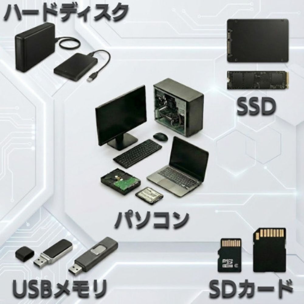 八千代市のデータ復旧：パソコン、ハードディスク、SDカード、USBメモリなど、あらゆるメディアから大切なデータを救出します。